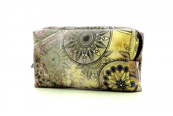 Cosmetic bag Steinegg Grutzen Colorful vintage pattern with flowers,mandala, gold, yellow, blue, green