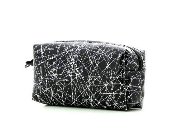 Cosmetic bag Burgstall Montog black, white, lines, fonts, two-colour, starry sky
