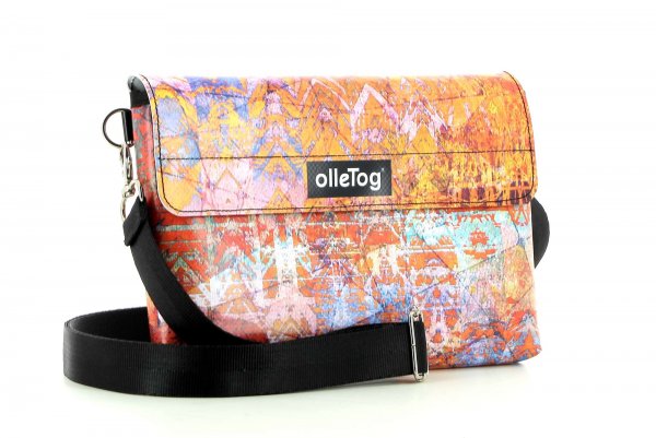 Clutch bag Mölten Loderin orange, red, pink, turquoise, colourful, lines, geometric, vintage