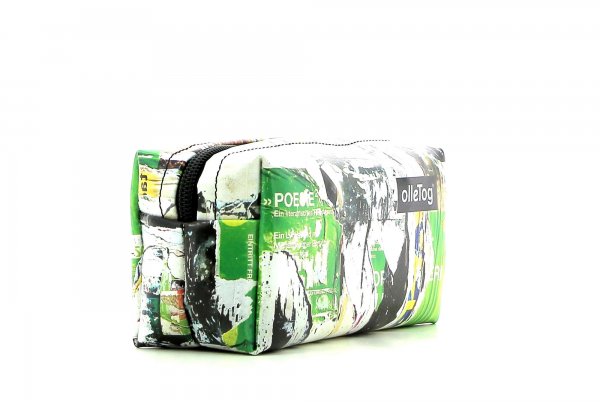 Cosmetic bag Burgstall Spaur photo collage, green, yellow, torn poster