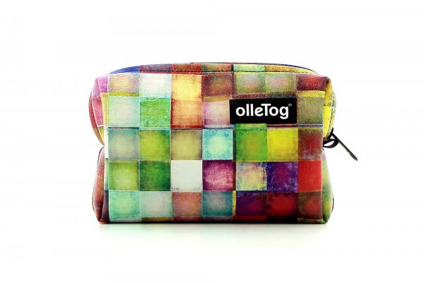 Cosmetic bag Vilpian Walburg plaid, colored, geometric, yellow, white, pink, green, blue