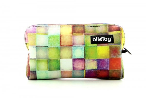 Cosmetic bag Steinegg Walburg plaid, colored, geometric, yellow, white, pink, green, blue