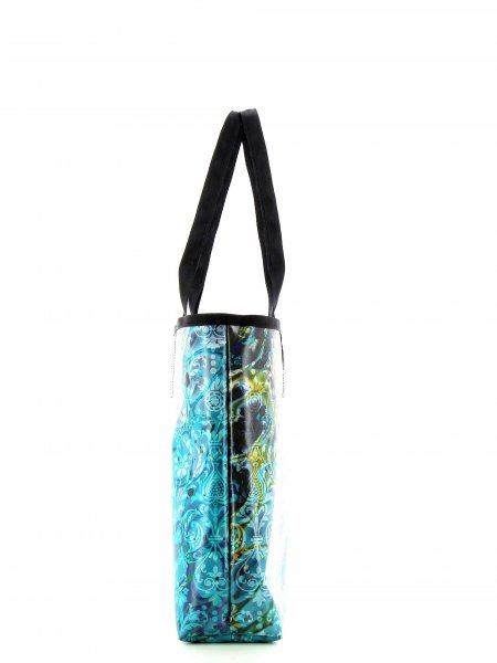 Shopping bag Kurzras Spiss turquoise, pattern, flowers
