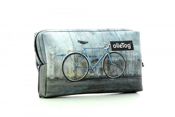 Cosmetic bag Steinegg Montani grey, turquoise, retro, vintage, wall, concrete, racing bike 