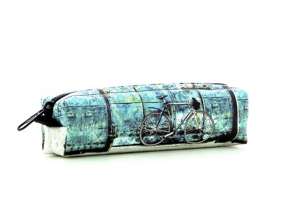 Pencil case Marling Antlas racing cycle, retro, vintage, turquoise, white, black