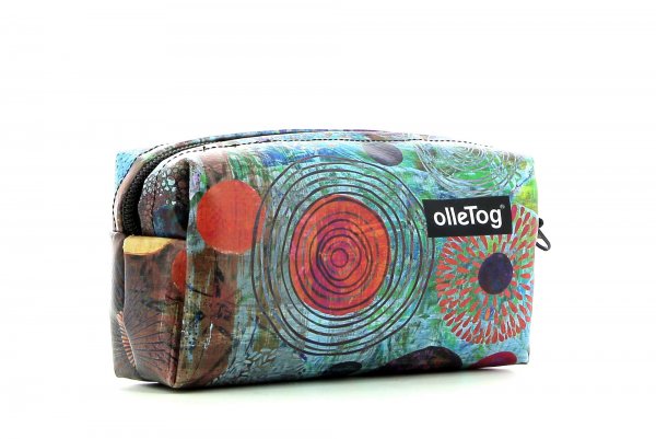 Cosmetic bag Burgstall Vogtland colorful, abstract, blue, red, orange, circles, patchwork
