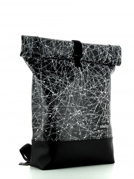 Roll backpack Riffian Montog black, white, lines, fonts, two-colour, starry sky