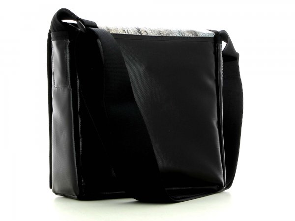SALE messenger bag Glurns - Zanser Stripes, grey, wooden wall, rust, nails