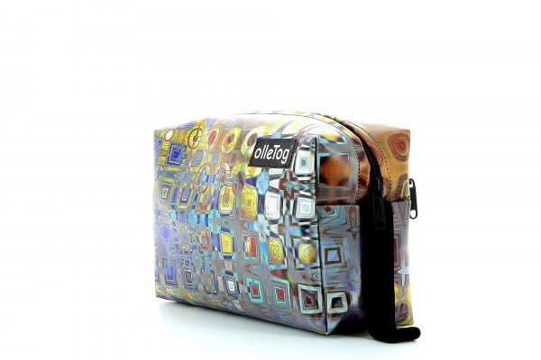 Toiletry bag Naturns Futter geometric, colorful, abstract, brown, blue, gold, gray, yellow