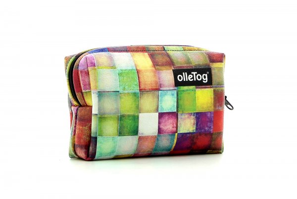 Cosmetic bag Vilpian Walburg plaid, colored, geometric, yellow, white, pink, green, blue