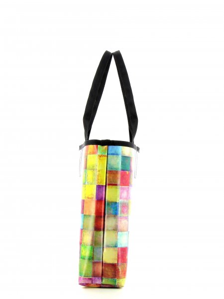 Shopping bag Kurzras Walburg plaid, colored, geometric, yellow, white, pink, green, blue