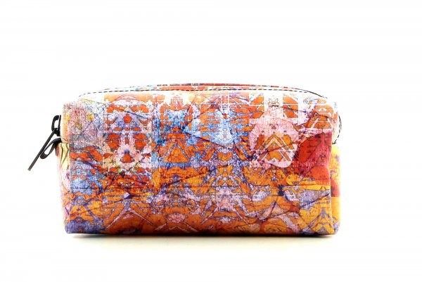 Cosmetic bag Burgstall Loderin orange, red, pink, turquoise, colourful, lines, geometric, vintage