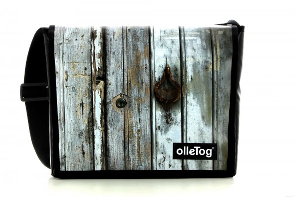 Messenger bag Bruneck Vormad Stripes, white, wooden wall, wooden mouldings