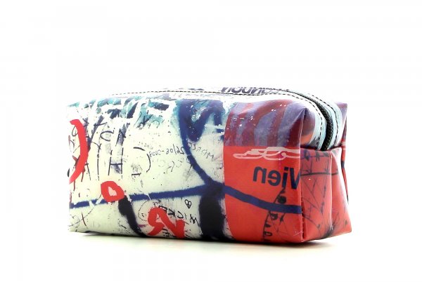 Cosmetic bag Burgstall Schorn graffiti, writings, abstract, red, white, blue