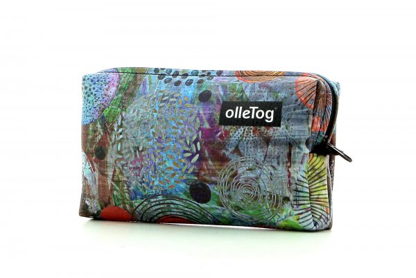 Cosmetic bag Steinegg Vogtland colorful, abstract, blue, red, orange, circles, patchwork