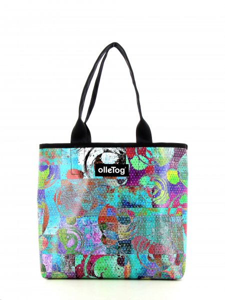 Shopping bag Kurzras Kirner Surfaces, square, blue, green, red