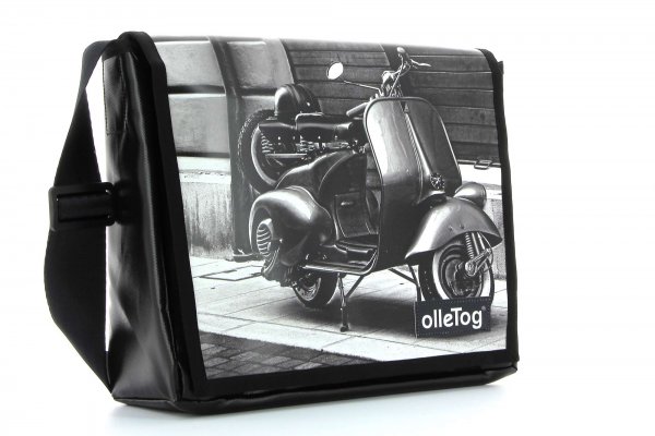 Messenger bag Bruneck Trafoi motorcycle, vespa, retro, vintage, white, black