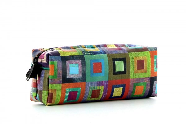 Pencil case Rabland Damm colored, checked, geometric, yellow, lilac, blue