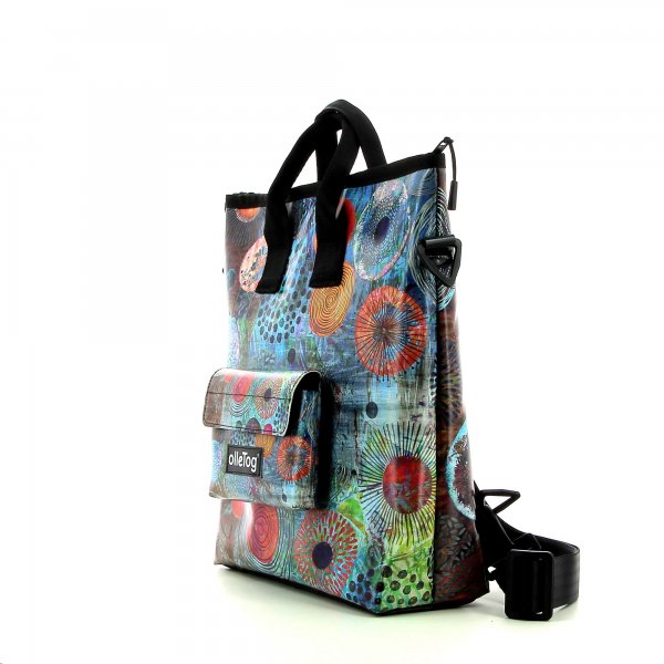 Backpack bag Prags Vogtland colorful, abstract, blue, red, orange, circles, patchwork