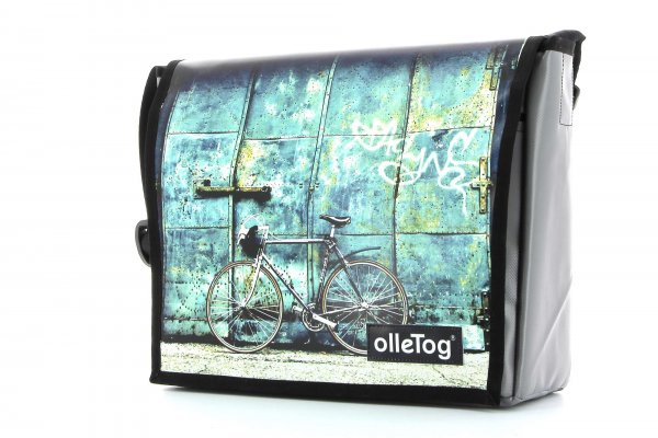 Messenger bag Bruneck Antlas racing cycle, retro, vintage, turquoise, white, black