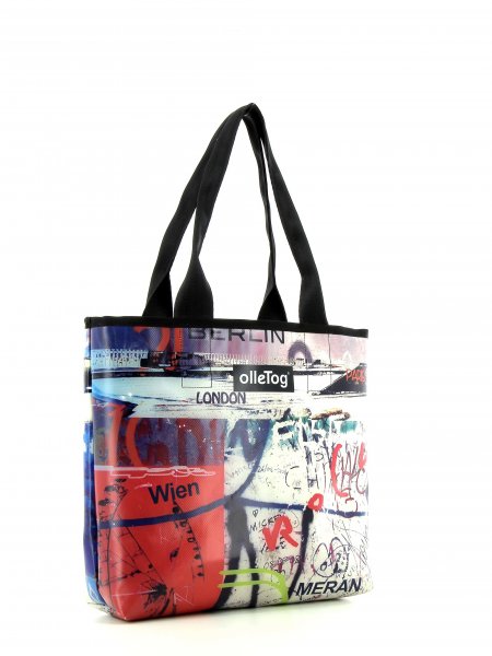 borse shopper Schorn graffito, scritture, astratto, rosso, bianco, blu