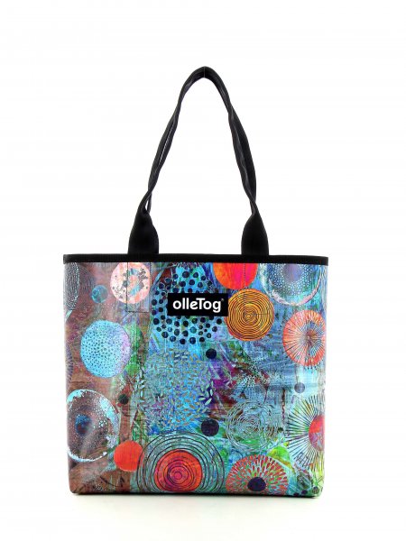 Shopping bag Kurzras Vogtland colorful, abstract, blue, red, orange, circles, patchwork