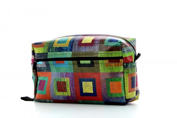 Toiletry bag Naturns Damm colored, checked, geometric, yellow, lilac, blue