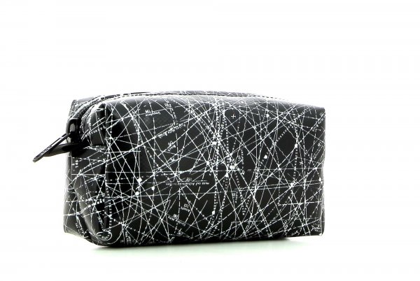 Cosmetic bag Burgstall Montog black, white, lines, fonts, two-colour, starry sky
