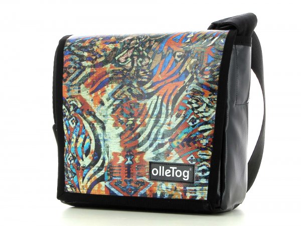SALE messenger bag Glurns - Laich abstract, blue, red, beige, lines,