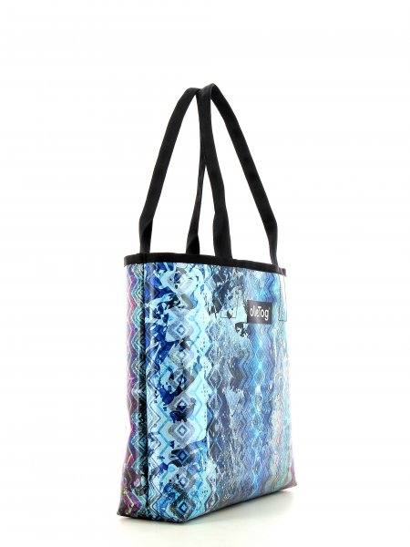 Shopping bag Kurzras Hasl Abstract, Blue, Lilla, Turquoise, Lines, Vintage