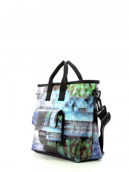 Shopping bag Tschars Alsak Abstract, Brush, Stripes, Blue, Green