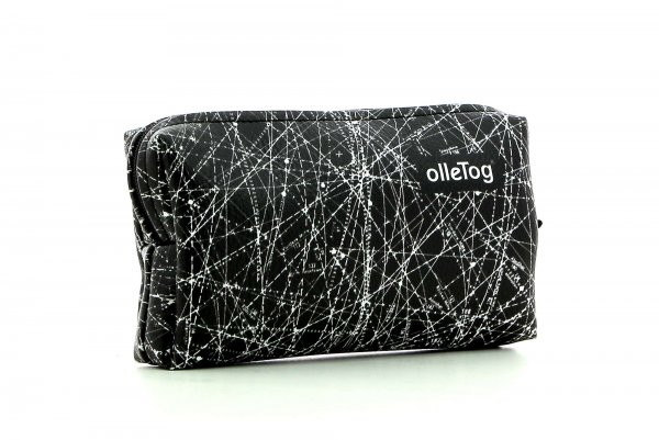 Cosmetic bag Steinegg Montog black, white, lines, fonts, two-colour, starry sky
