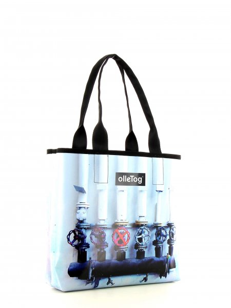 Shopping bag Kurzras Pizach valves, black, white