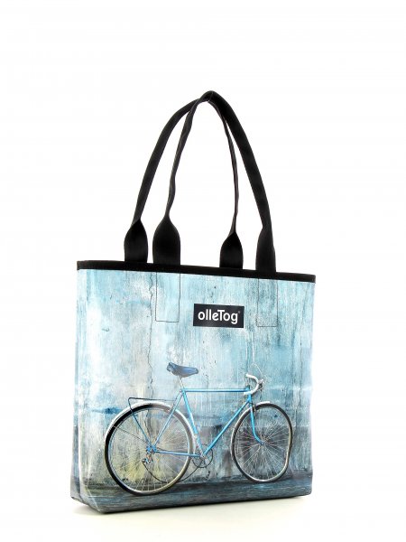 Shopping bag Kurzras Montani grey, turquoise, retro, vintage, wall, concrete, racing bike 