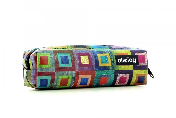 Pencil case Marling Damm colored, checked, geometric, yellow, lilac, blue