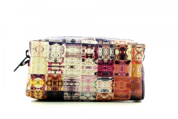 Cosmetic bag Burgstall Weingueter abstract, plaid, red, burgundy, geometric, lilac