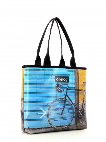 Shopping bag Kurzras Bari racing cycle, retro, vintage, blue, yellow, black