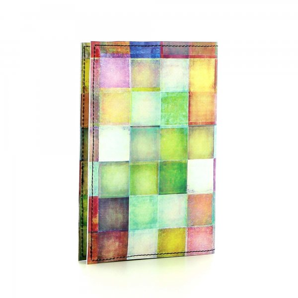 Notebook Laas - A6 Walburg plaid, colored, geometric, yellow, white, pink, green, blue