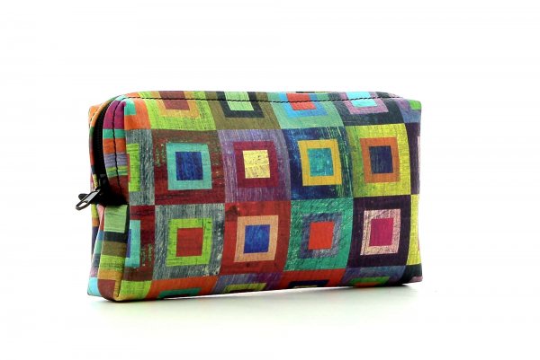 Cosmetic bag Steinegg Damm colored, checked, geometric, yellow, lilac, blue