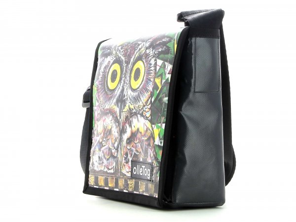 Messenger bag Glurns Rambach Owl, green, white, brown, animals, nature