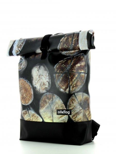 Roll backpack Riffian Kaschon Tree trunks, black, brown