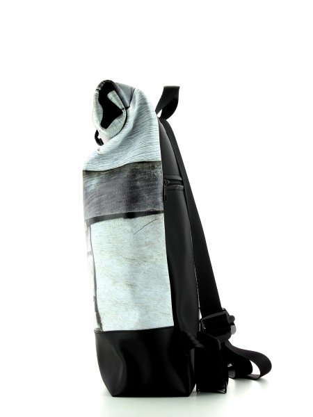 Roll backpack Riffian Plafat Geometric, white, grey, stripe, square, wall