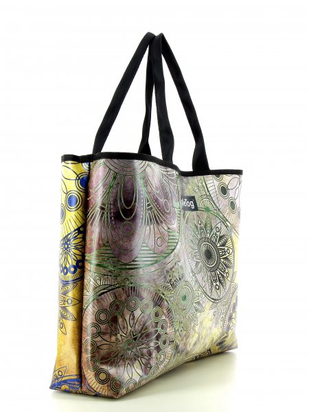 Shopping bag Villanders Grutzen Colorful vintage pattern with flowers,mandala, gold, yellow, blue, green