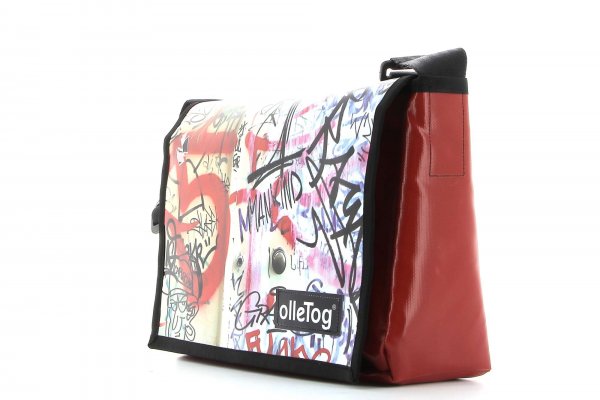 Messenger bag Eppan Haslacher graffiti, scriptures, red, white, black