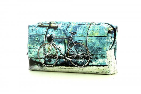 Cosmetic bag Steinegg Antlas racing cycle, retro, vintage, turquoise, white, black