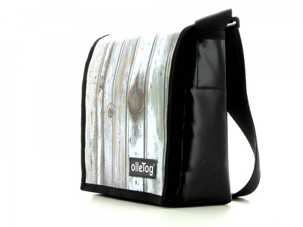 Messenger bag Glurns Vormad Stripes, white, wooden wall, wooden mouldings