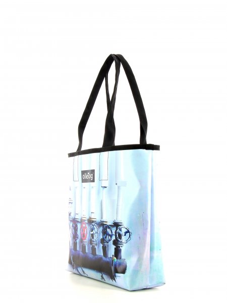 Shopping bag Kurzras Pizach valves, black, white