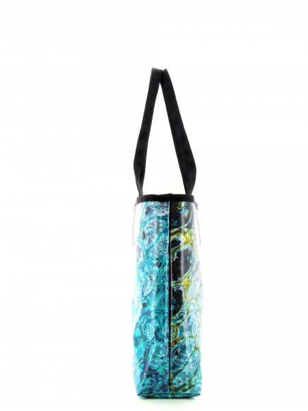 Shopping bag Kurzras Spiss turquoise, pattern, flowers