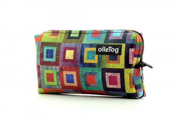 Cosmetic bag Steinegg Damm colored, checked, geometric, yellow, lilac, blue
