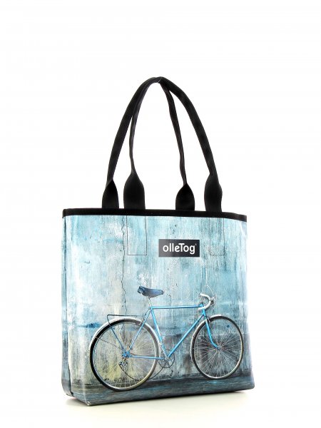Shopping bag Kurzras Montani grey, turquoise, retro, vintage, wall, concrete, racing bike 